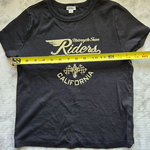 Garage Women’s Small Black Riders Baby Tee Size Medium New without tag - Picture 2 of 6